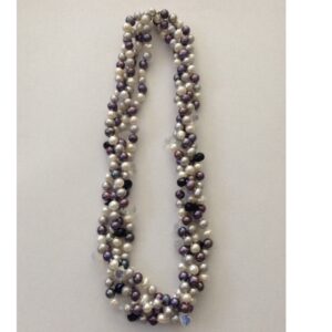 Multicolour Potato Pearls 4 Layers Necklace With CZ drops JPM0136