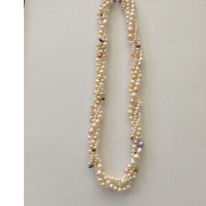 Freshwater White Potato Pearls 4 Layers Necklace JPM0134