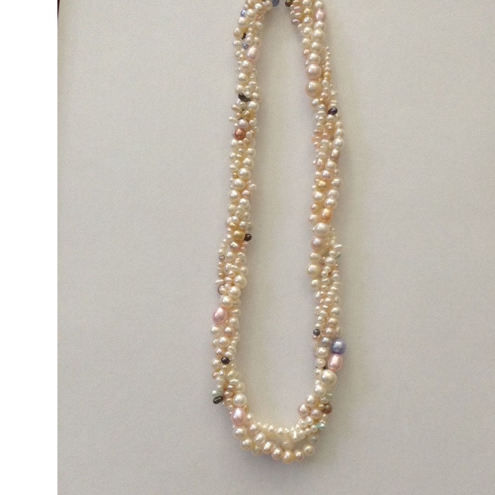 Freshwater White Potato Pearls 4 Layers Necklace JPM0134