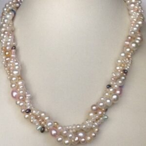 Freshwater White Potato Pearls 4 Layers Necklace JPM0134
