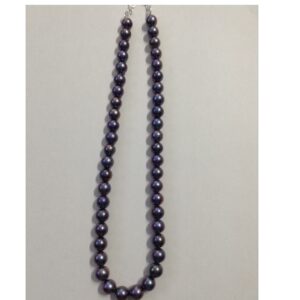 Freshwater bluish grey round pearls mala JPM0132