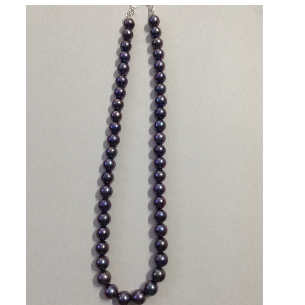 Freshwater bluish grey round pearls mala JPM0132