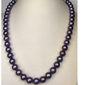 Freshwater bluish grey round pearls mala JPM0132