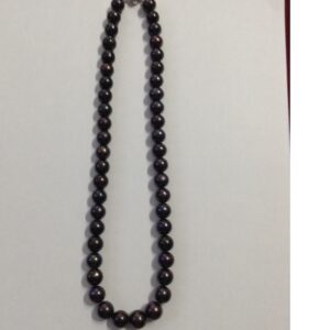 Freshwater black round pearls mala JPM0131