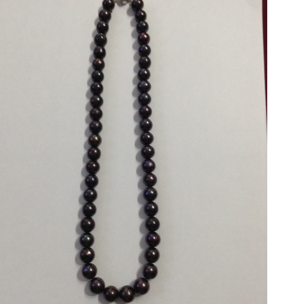 Freshwater black round pearls mala JPM0131