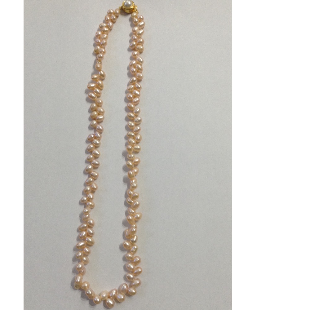 Freshwater peach tear drops pearls mala JPM0129