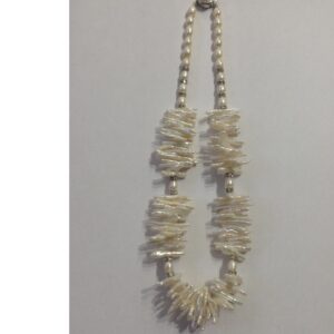 Freshwater white kaadi baroque and oval pearls mala JPM0130