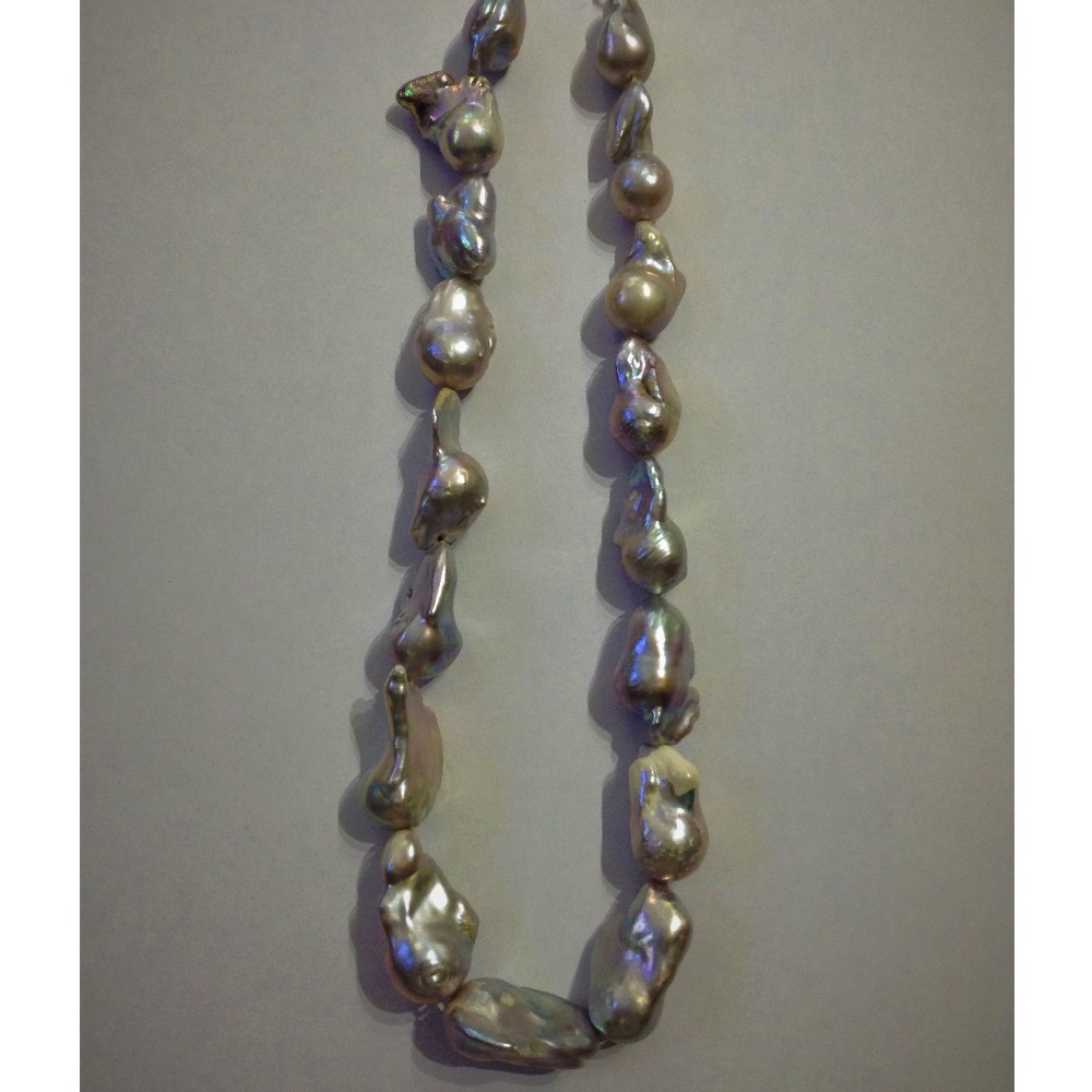 Freshwater grey drops baroque pearls mala JPM0122