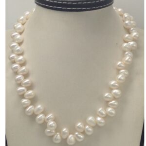 Freshwater white oval zigzag pearls strand JPM0120