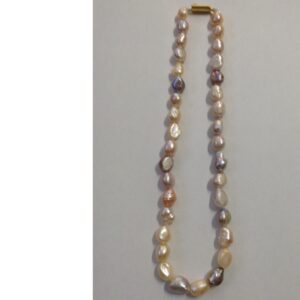 Freshwater multicolour oval baroque pearls strand JPM0119