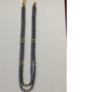 Grey Flat Pearls Necklace 2 Layers With CZ Chakri JPM0117