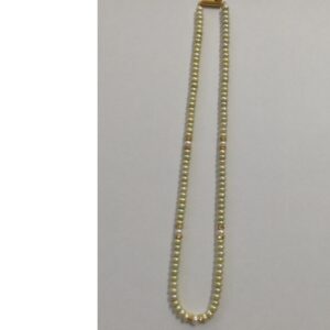 Freshwater lemon yellow flat pearls strand with cz chakri jpm0116