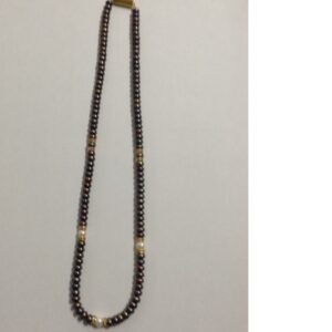 Freshwater brown flat pearls strand with cz chakri JPM0112