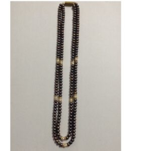 Brown Flat Pearls Necklace 2 Layers With CZ Chakri JPM0111