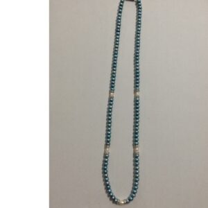 Freshwater blue flat pearls strand with cz chakri JPM0105
