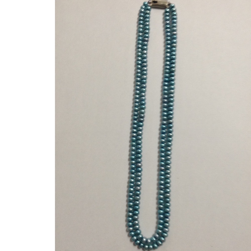 Freshwater Blue Flat Pearls Necklace 2 Layers JPM0103