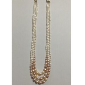 Shaded Oval Graded Pearls Necklace 3 Layers JPM0077