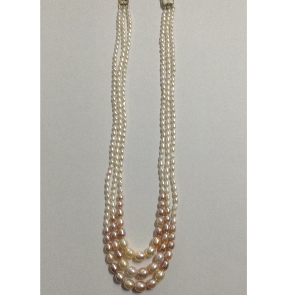 Shaded Oval Graded Pearls Necklace 3 Layers JPM0077