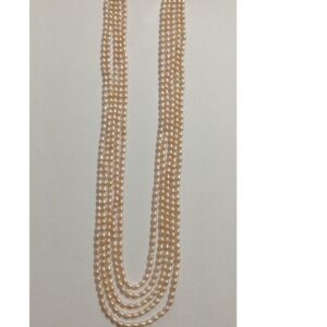Freshwater Pink Oval Pearls Necklace 5 Layers JPM0079
