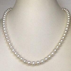 Freshwater white round pearls strand JPM0092