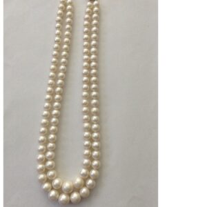 White Round Pearls Graded Necklace 2 Layers JPM0087