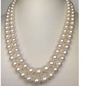 White Round Pearls Graded Necklace 2 Layers JPM0087