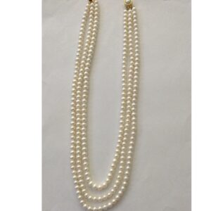 Freshwater White Round Pearls Necklace 3 Layers JPM0106