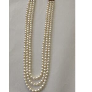 Freshwater White Round Pearls Necklace 3 Layers JPM0076
