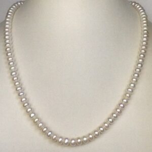 Freshwater white flat pearls strand JPM0088
