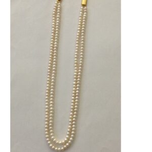 Freshwater White Flat Pearls Necklace 2 Layers JPM0091