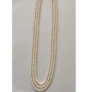 Freshwater White Flat Pearls Necklace 3 Layers JPM0090