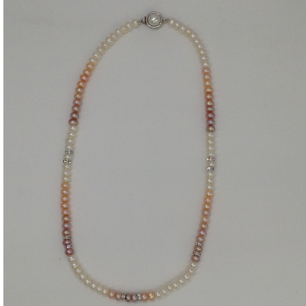 Freshwater Shaded Flat Natural Pearls With CZ Chakri Strand JPM0073