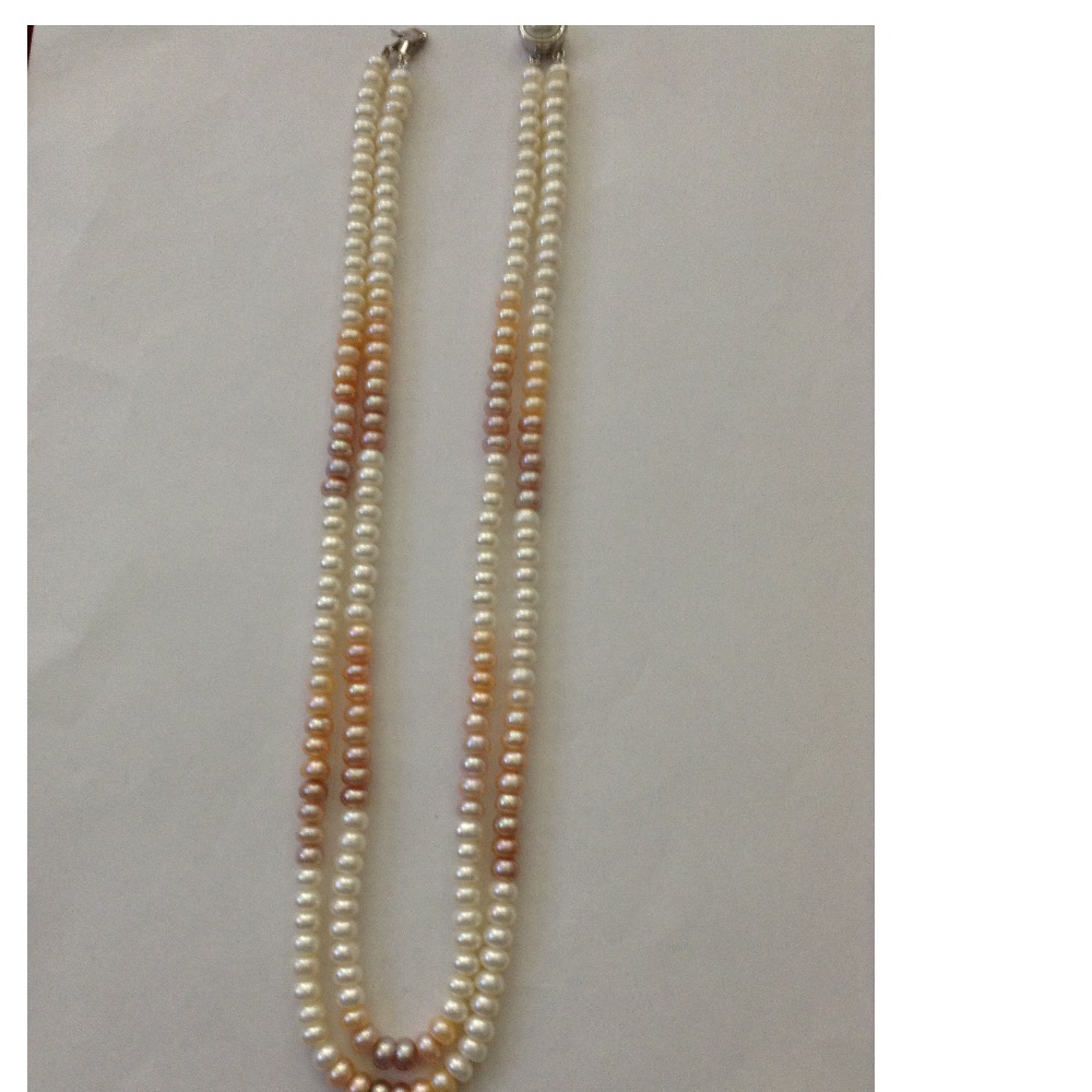 Freshwater Shaded Flat Pearls Neckalce 2 Layers JPM0072