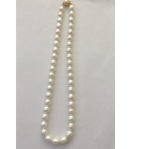 Freshwater white oval pearls strand JPM0098