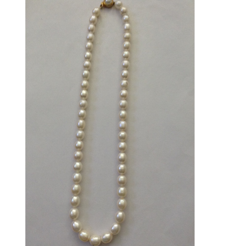 Freshwater white oval pearls strand JPM0099 - Image 2