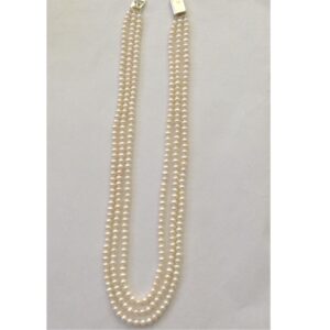 Freshwater White Potato Pearls Necklace 3 Layers JPM0107
