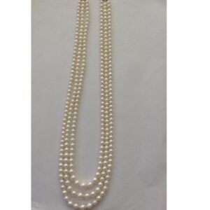 White Round Graded Pearls Necklace 3 Layers JPM0102