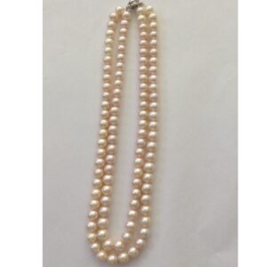 Freshwater Peach Round Pearls Necklace 2 Layers JPM0063