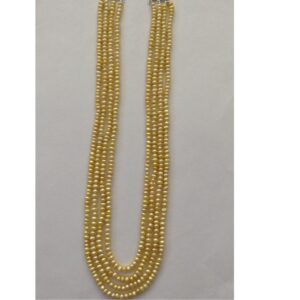 Freshwater Golden Flat Pearls Necklace 4 Layers JPM0054