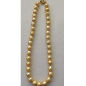 Freshwater golden round natural pearls strand JPM0053