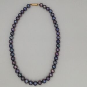 Freshwater grey round natural pearls strand JPM0056