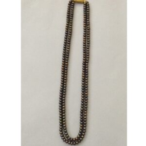 Freshwater Brown Flat Pearls Necklace 2 Layers JPM0055