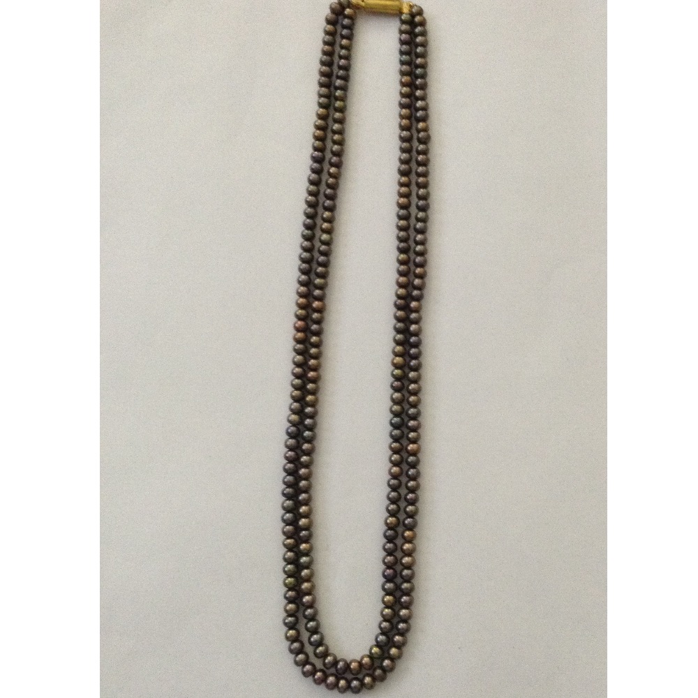 Freshwater Brown Flat Pearls Necklace 2 Layers JPM0055