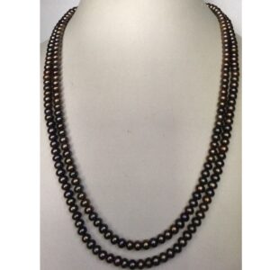 Freshwater Brown Flat Pearls Necklace 2 Layers JPM0055