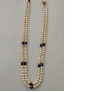 White Round Pearls With Chakri Necklace 2 Layers JPM0060
