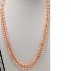 Orange Flat Graded Pearls Necklace 2 Layers JPM0048