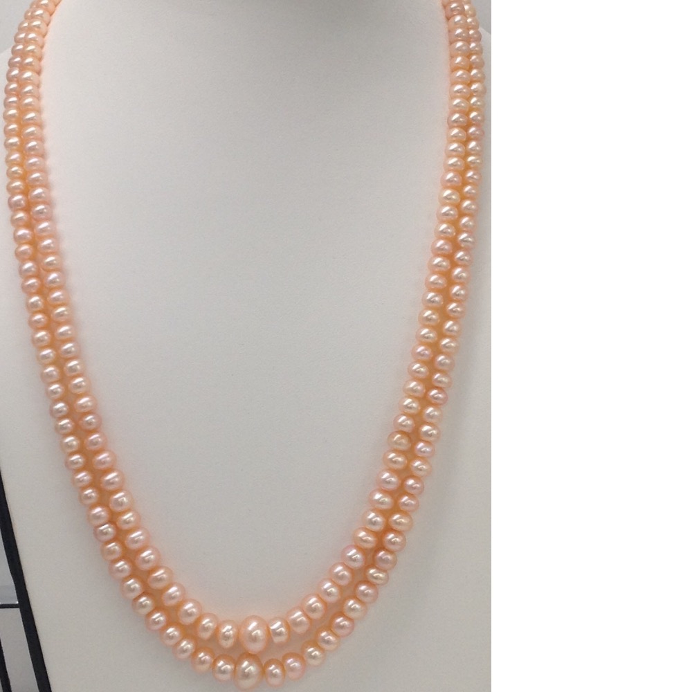 Orange Flat Graded Pearls Necklace 2 Layers JPM0048