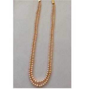 Orange Flat Graded Pearls Necklace 2 Layers JPM0048