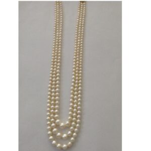 White Round Graded Pearls Necklace 3 Layers JPM0047