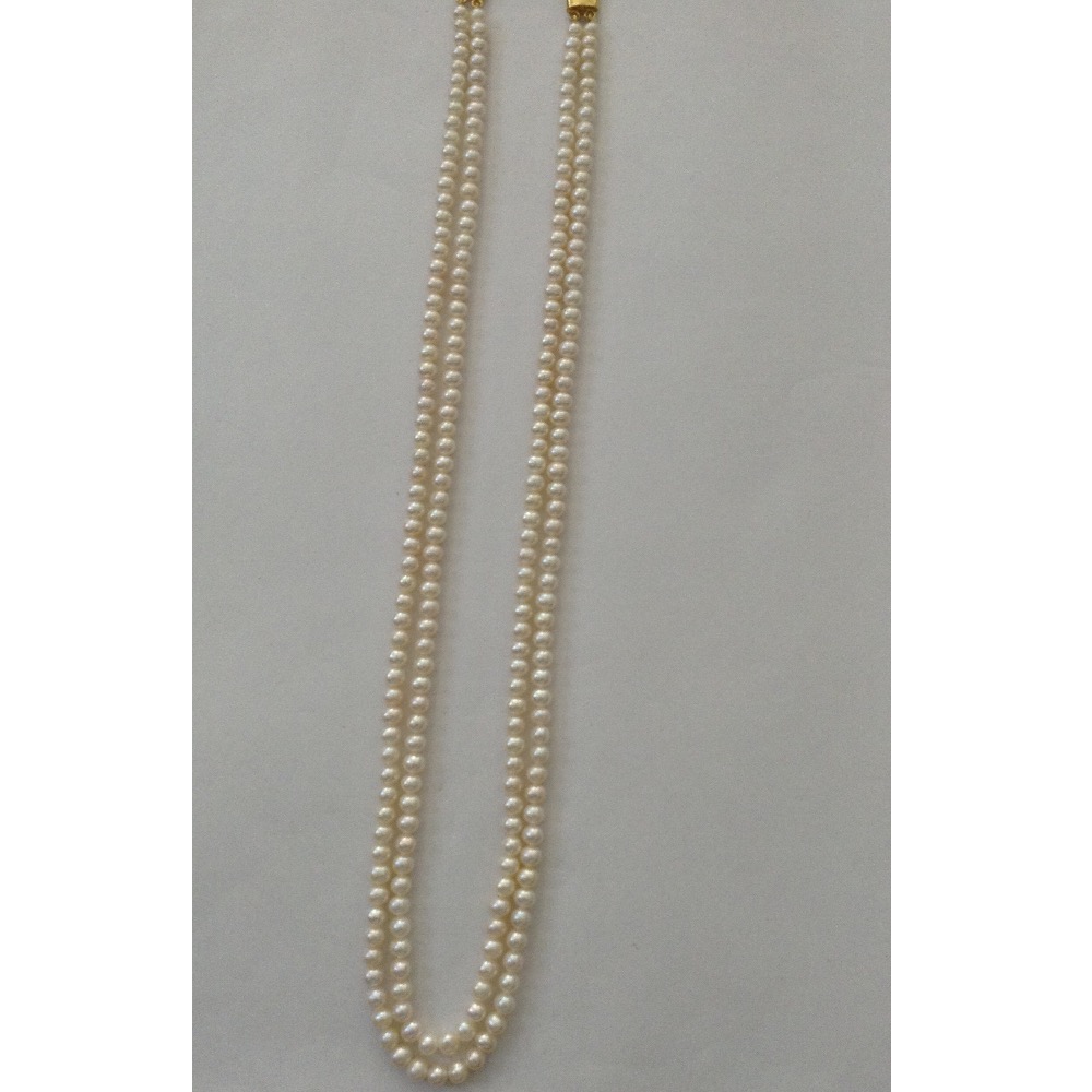 Freshwater White Round Pearls Necklace 2 Layers JPM0065